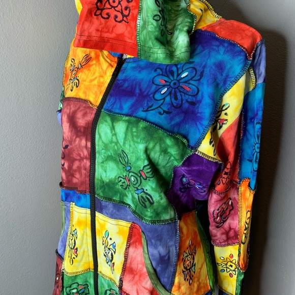 New! Hoodie Zip Boho Hippie Spooky Festival MED - Picture 3 of 3